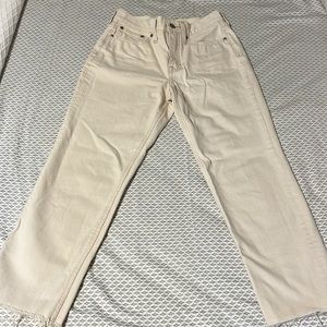 J. Crew ecru mid rise straight ankle jeans
